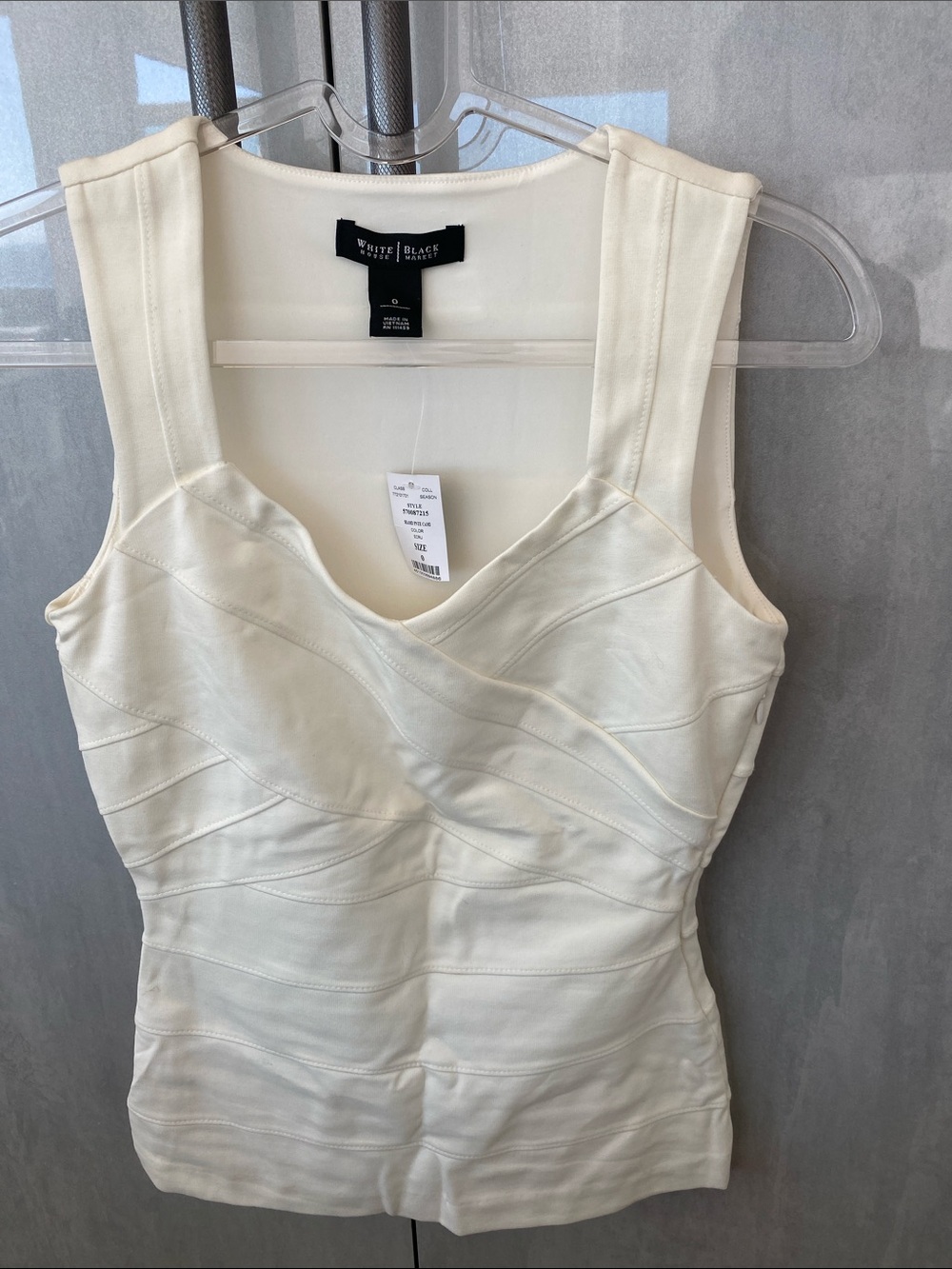 NWT White House Black Market Ivory Bandage stretchy top size 0